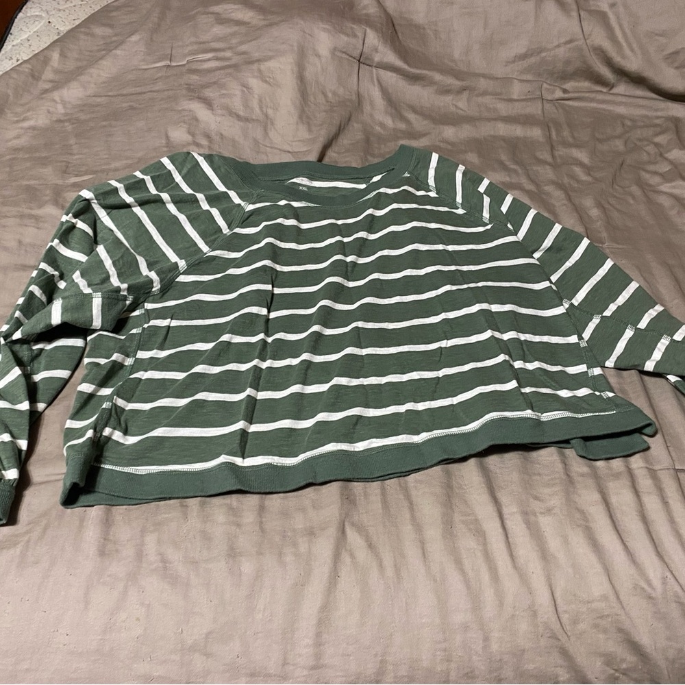 Sonoma‎ Forest Green and White Striped Top